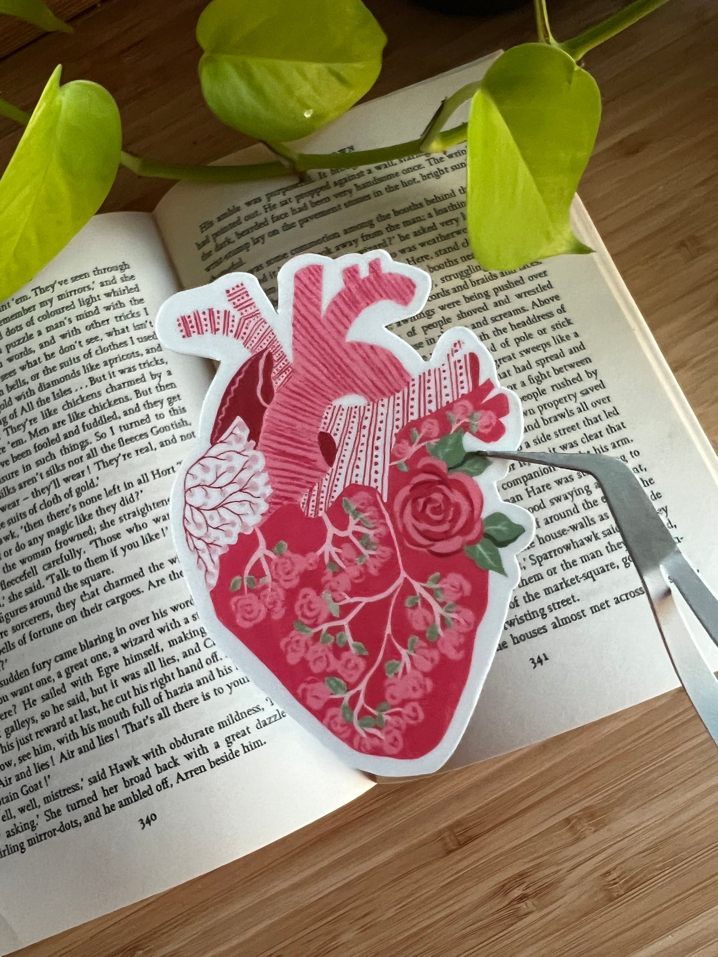 Anatomical Heart floral Sticker , laptop sticker, phone sticker, waterbottle stickers, waterproof stickers, kindle sticker